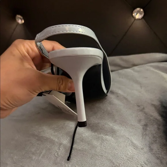 Zara Women's Elegant Silver Slingback Heels - Picture 3 of 9